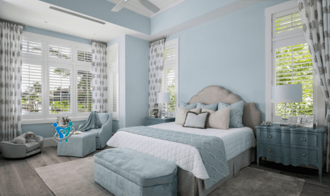 الوان دهانات غرف النوم الحديثة 2023 3 اللون الأزرق الباستيل غرفة نوم